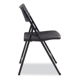 AirFlex Series Premium Poly Folding Chair, Supports 1000 lb, 17.25" Seat Ht, Black Seat/Back/Base, 4/CT,Ships in 1-3 Bus Days