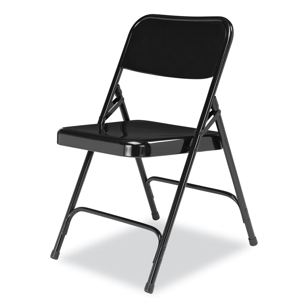 200 Series Premium All-Steel Double Hinge Folding Chair, Supports 500 lb, 17.25" Seat Ht, Black, 4/CT, Ships in 1-3 Bus Days
