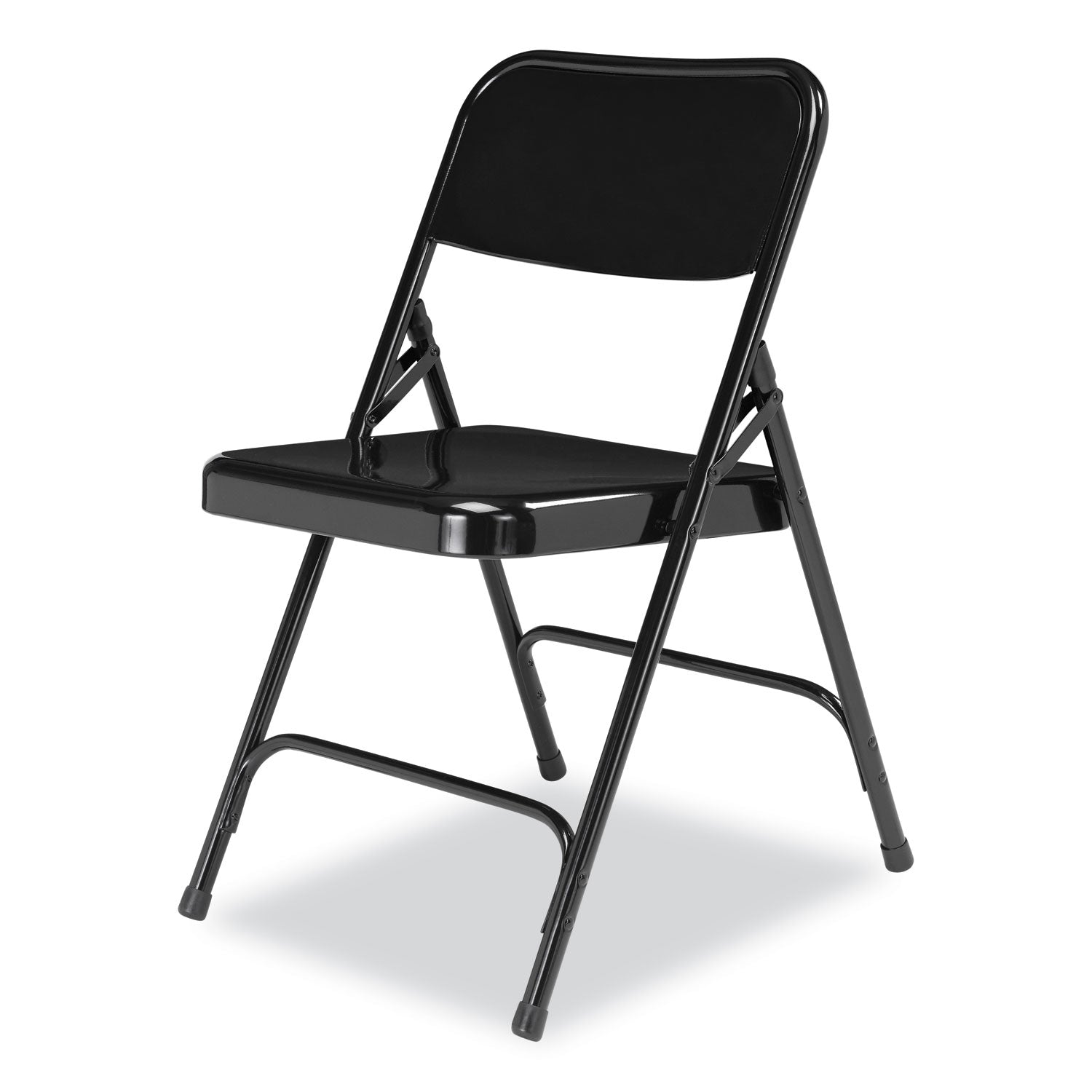 200 Series Premium All-Steel Double Hinge Folding Chair, Supports 500 lb, 17.25" Seat Ht, Black, 4/CT, Ships in 1-3 Bus Days