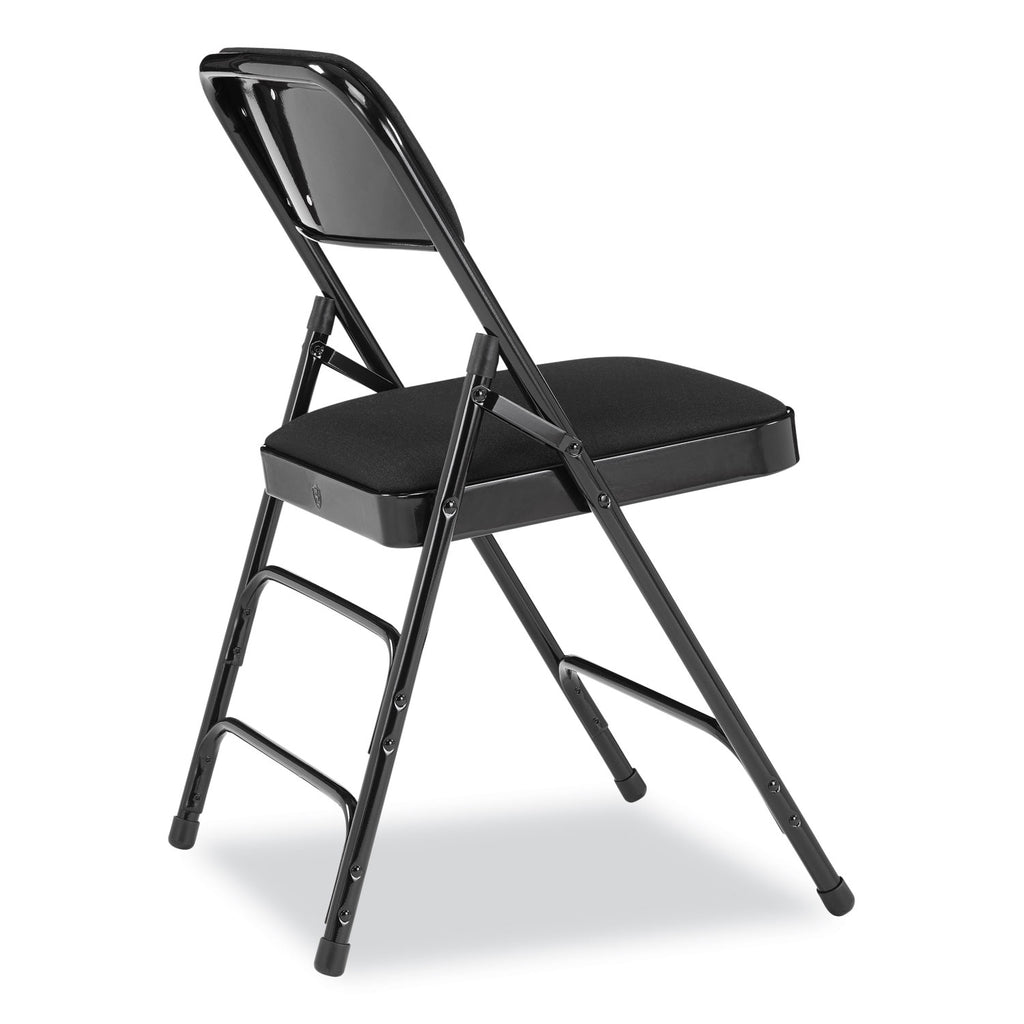 2300 Series Fabric Upholstered Triple Brace Premium Folding Chair, Supports 500lb, Midnight Black, 4/CT,Ships in 1-3 Bus Days