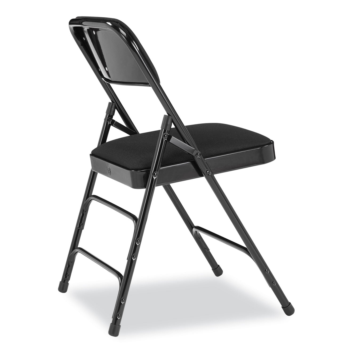 2300 Series Fabric Upholstered Triple Brace Premium Folding Chair, Supports 500lb, Midnight Black, 4/CT,Ships in 1-3 Bus Days