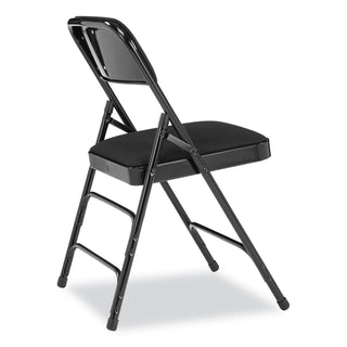 2300 Series Fabric Upholstered Triple Brace Premium Folding Chair, Supports 500lb, Midnight Black, 4/CT,Ships in 1-3 Bus Days