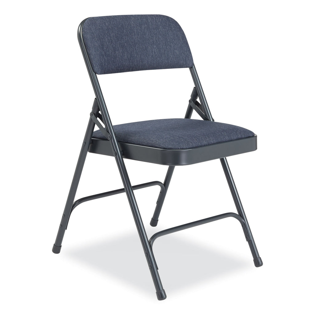 2200 Series Fabric Dual-Hinge Folding Chair, Supports 500 lb, Royal Blue Seat/Back, Char-Blue Base,4/CT,Ships in 1-3 Bus Days