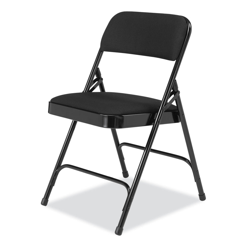 2200 Series Fabric Dual-Hinge Folding Chair, Supports 500 lb, Midnight Black Seat/Back, Black Base,4/CT,Ships in 1-3 Bus Days