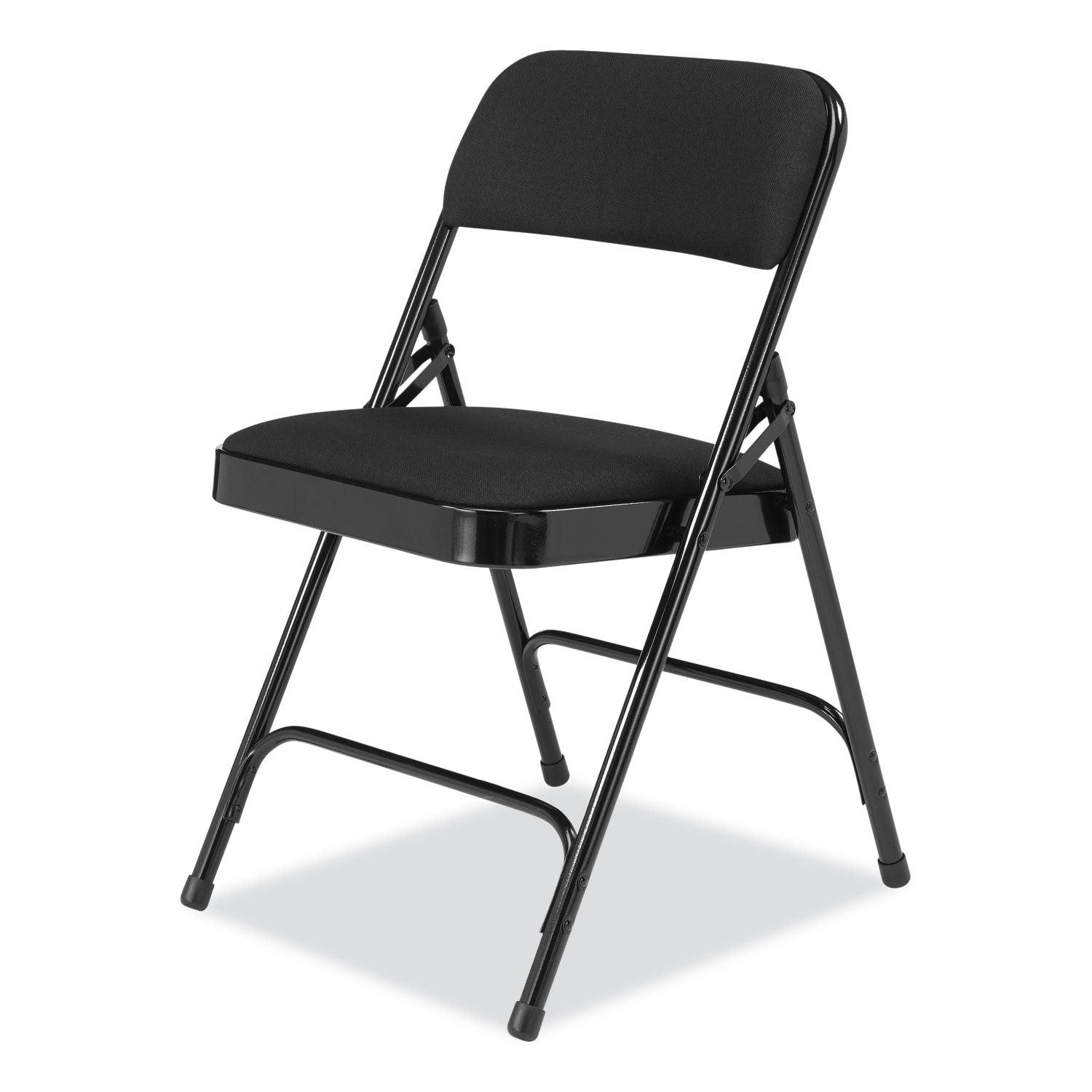 2200 Series Fabric Dual-Hinge Folding Chair, Supports 500 lb, Midnight Black Seat/Back, Black Base,4/CT,Ships in 1-3 Bus Days