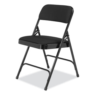 2200 Series Fabric Dual-Hinge Folding Chair, Supports 500 lb, Midnight Black Seat/Back, Black Base,4/CT,Ships in 1-3 Bus Days