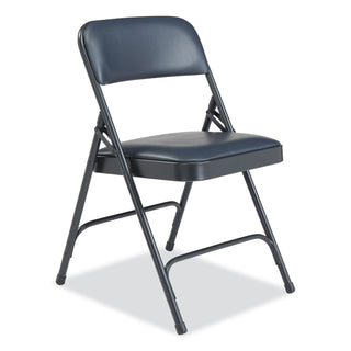 1200 Series Vinyl Dual-Hinge Folding Chair, Supports 500 lb, 17.75" Seat Ht, Dark Midnight Blue, 4/CT, Ships in 1-3 Bus Days