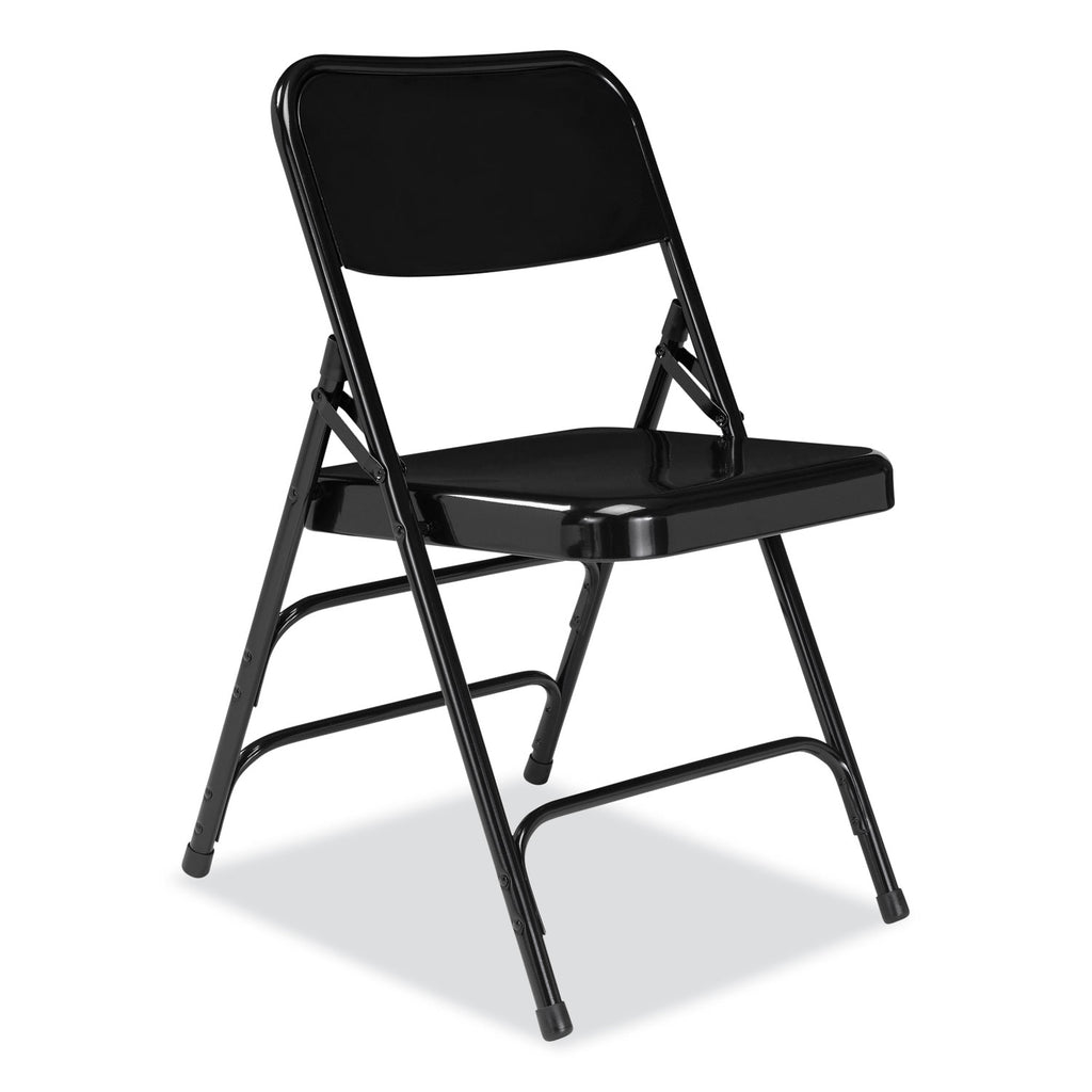 300 Series Deluxe All-Steel Triple Brace Folding Chair, Supports 480 lb, 17.25" Seat Ht, Black, 4/CT, Ships in 1-3 Bus Days