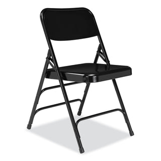 300 Series Deluxe All-Steel Triple Brace Folding Chair, Supports 480 lb, 17.25" Seat Ht, Black, 4/CT, Ships in 1-3 Bus Days