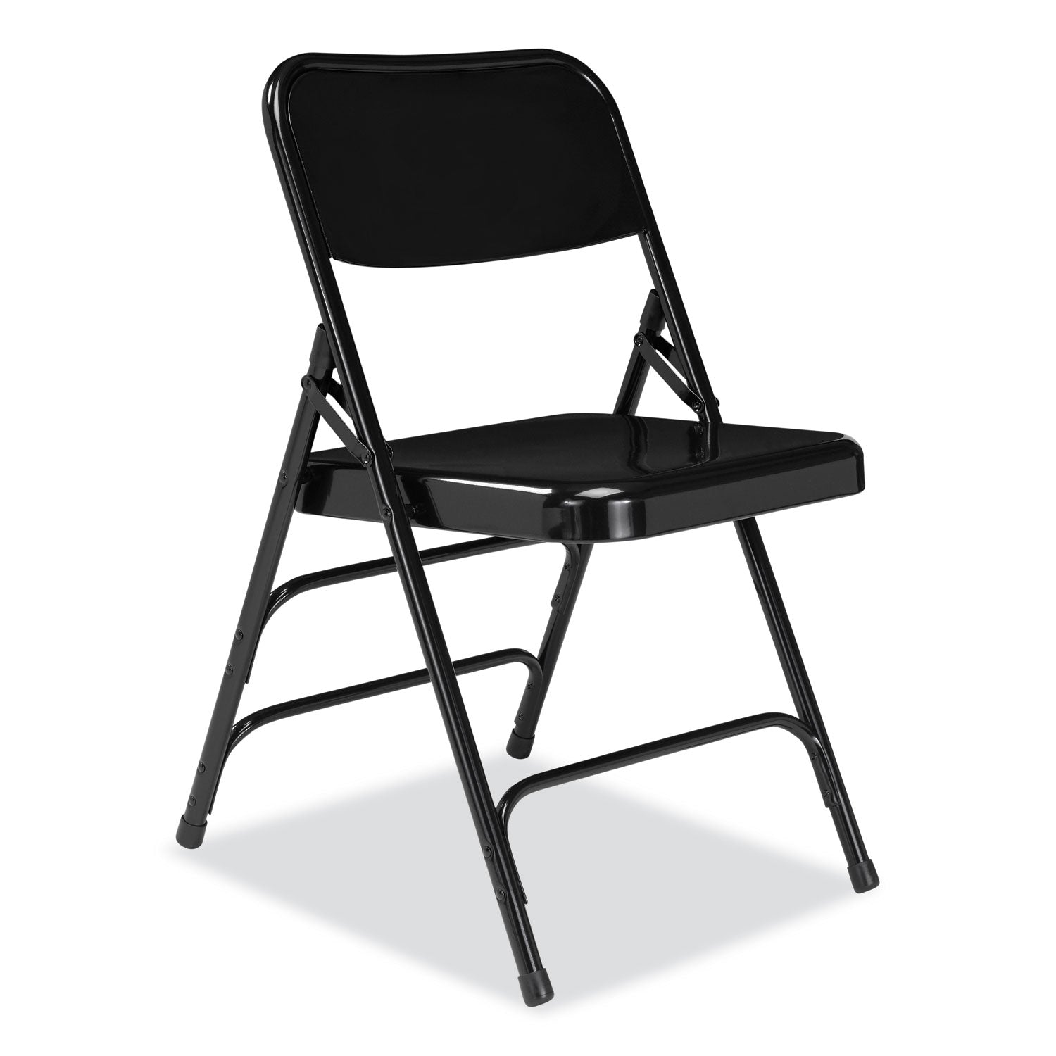 300 Series Deluxe All-Steel Triple Brace Folding Chair, Supports 480 lb, 17.25" Seat Ht, Black, 4/CT, Ships in 1-3 Bus Days