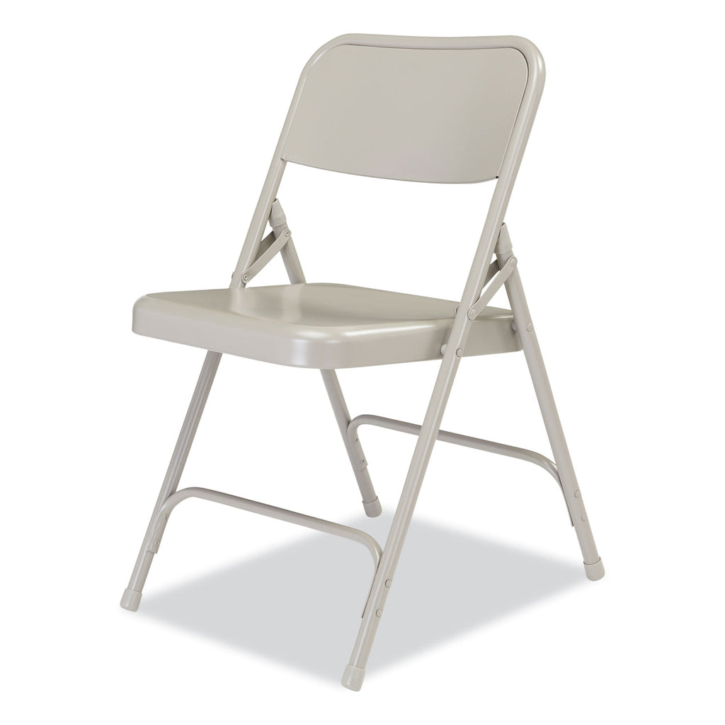 200 Series Premium All-Steel Double Hinge Folding Chair, Supports 500 lb, 17.25" Seat Ht, Gray, 4/CT, Ships in 1-3 Bus Days