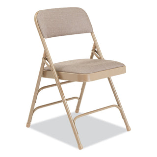 2300 Series Fabric Triple Brace Double Hinge Premium Folding Chair, Supports 500 lb, Cafe Beige, 4/CT, Ships in 1-3 Bus Days