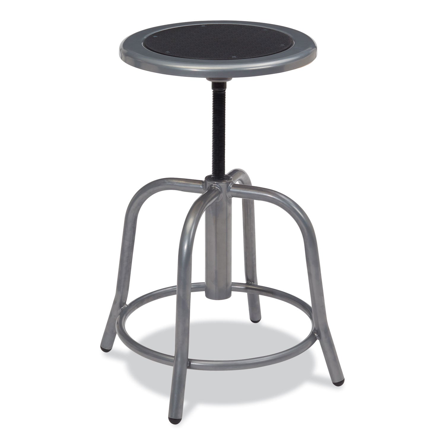 6800 Series Height Adj Metal Seat Swivel Stool, Supports 300 lb, 18"-24" Seat Ht, Black Seat, Gray Base,Ships in 1-3 Bus Days