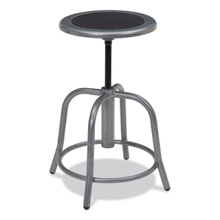 6800 Series Height Adj Metal Seat Swivel Stool, Supports 300 lb, 18"-24" Seat Ht, Black Seat, Gray Base,Ships in 1-3 Bus Days