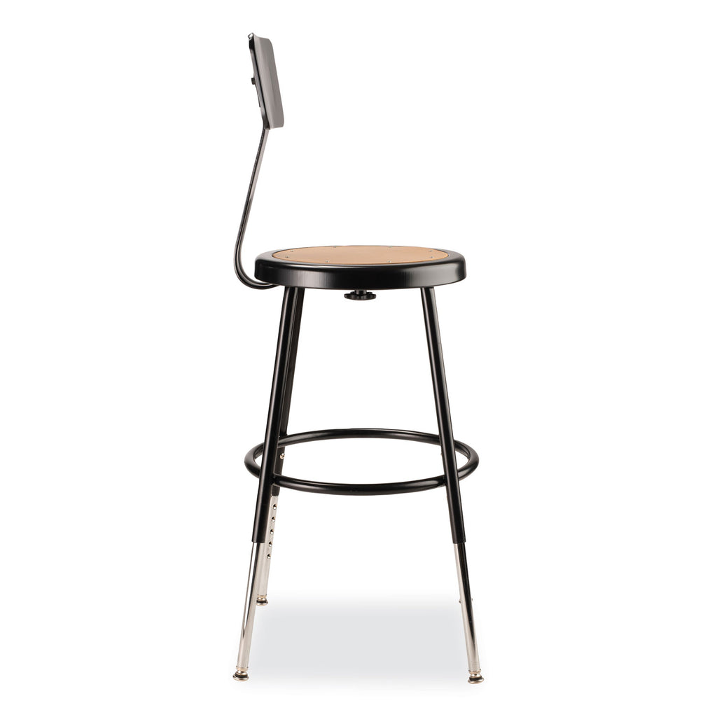 6200 Series 19"-27" Height Adj Heavy-Duty Stool w/Backrest, Supports 500 lb, Masonite Seat/Black Base, Ships in 1-3 Bus Days