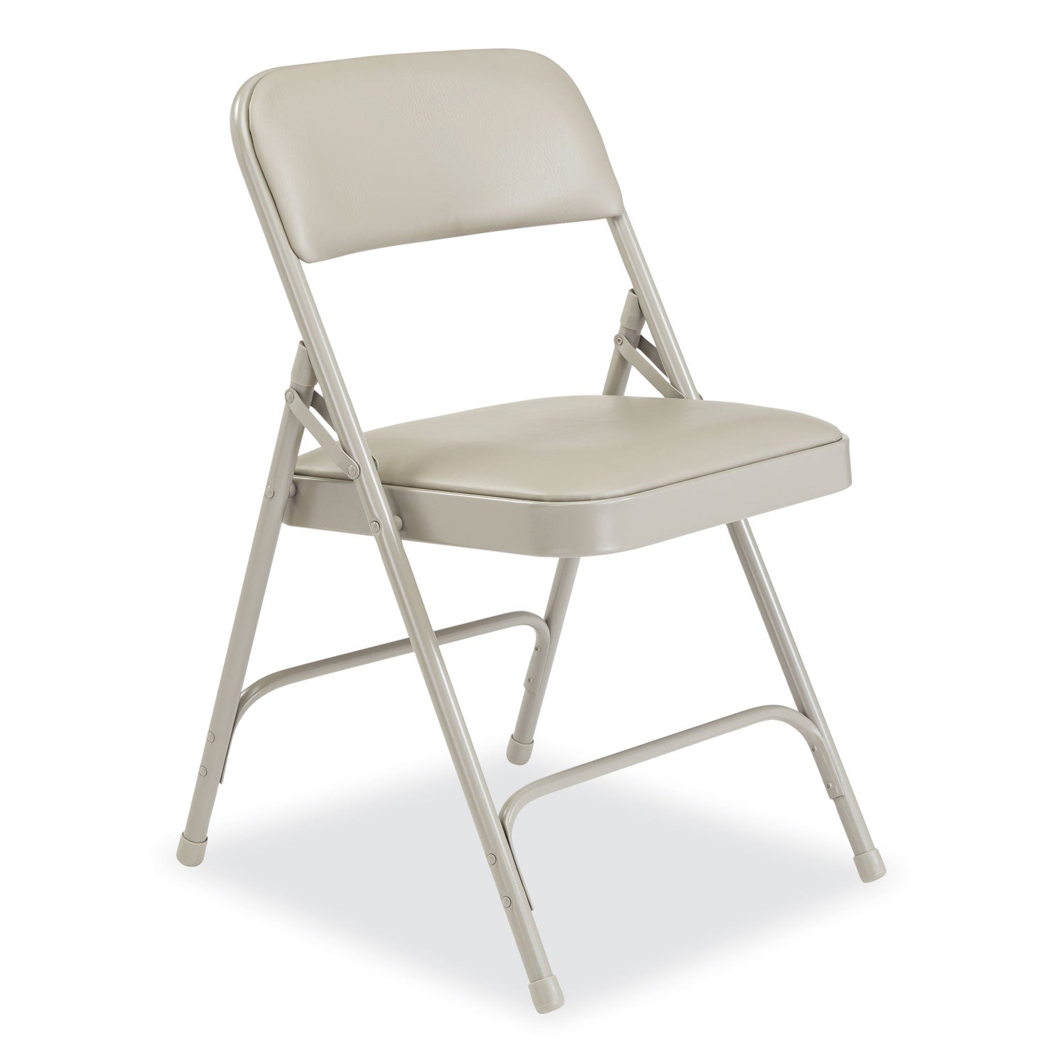 1200 Series Premium Vinyl Dual-Hinge Folding Chair, Supports 500lb, 17.75" Seat Height, Warm Gray, 4/CT,Ships in 1-3 Bus Days