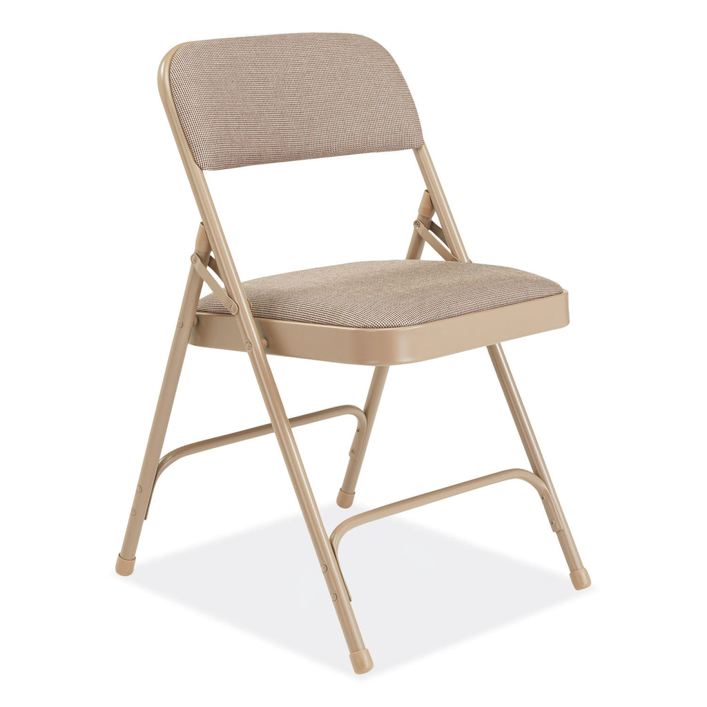 2200 Series Deluxe Fabric Upholstered Dual-Hinge Premium Folding Chair, Supports 500lb, Cafe Beige,4/CT,Ships in 1-3 Bus Days
