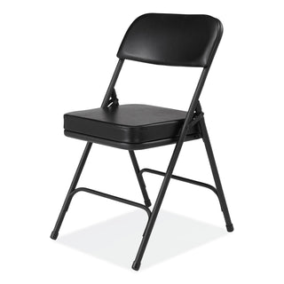 3200 Series 2" Vinyl Upholstered Double Hinge Folding Chair, Supports 300lb, 18.5" Seat Ht, Black, 2/CT,Ships in 1-3 Bus Days