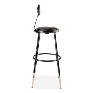 6400 Series Height Adj Heavy Duty Vinyl Steel Stool w/Backrest, Supports 300 lb, 25"-33" Seat Ht, Black,Ships in 1-3 Bus Days