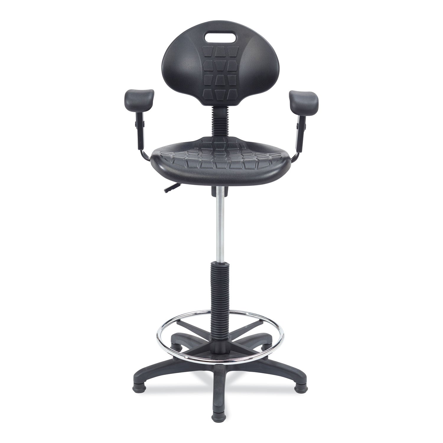 6700 Series Polyurethane Adj Height Task Chair w/Arms, Supports 300lb, 22"-32" Seat Ht, Black Seat/Base,Ships in 1-3 Bus Days