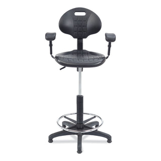 6700 Series Polyurethane Adj Height Task Chair w/Arms, Supports 300lb, 22"-32" Seat Ht, Black Seat/Base,Ships in 1-3 Bus Days