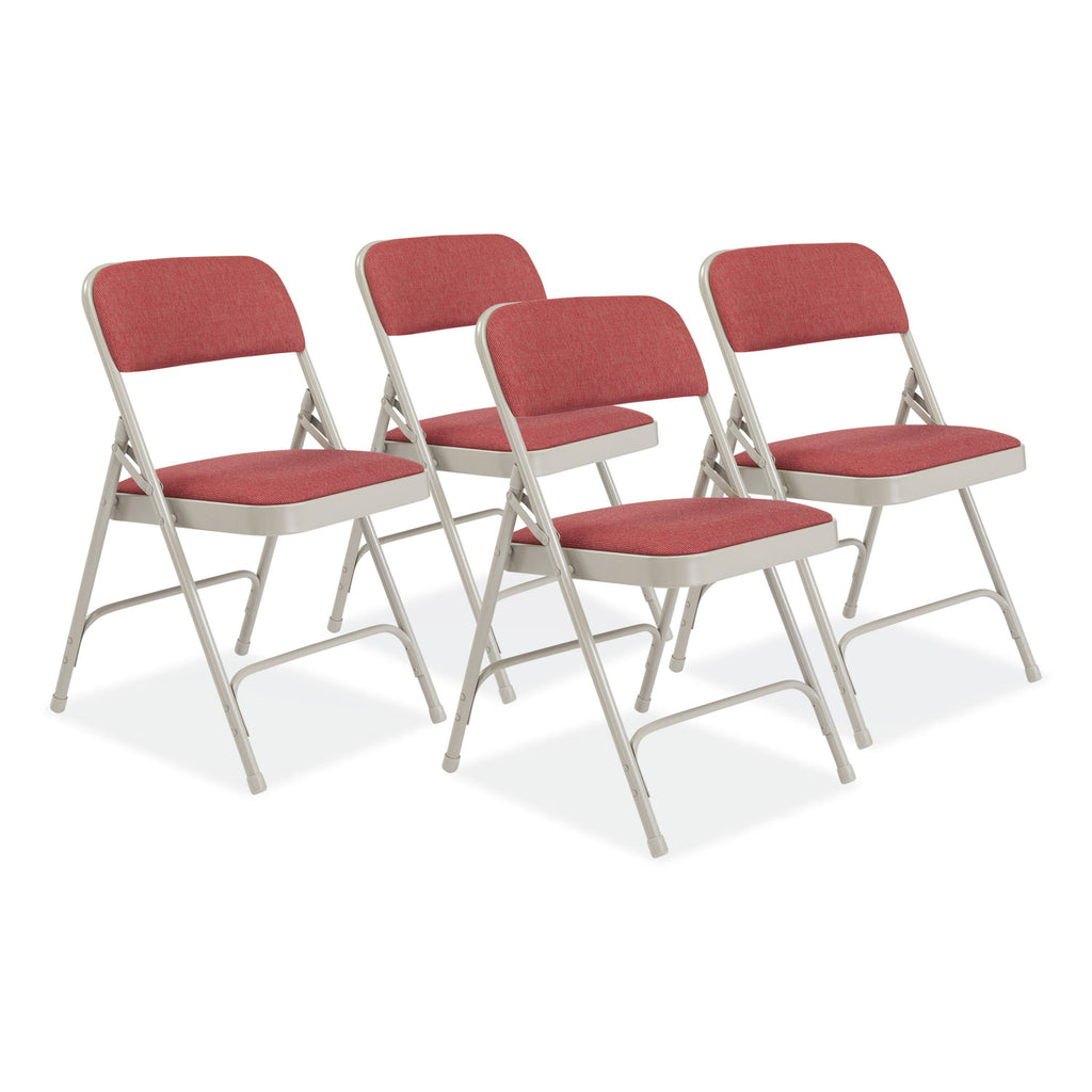 2200 Series Fabric Dual-Hinge Premium Folding Chair, Supports 500lb, Cabernet Seat/Back,Gray Base,4/CT, Ships in 1-3 Bus Days