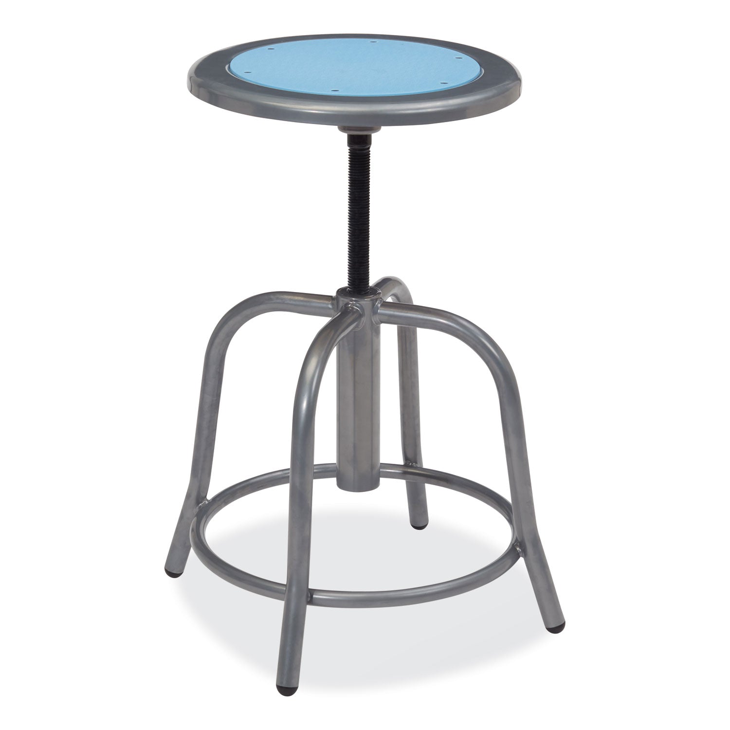 6800 Series Height Adj Metal Seat Stool, Supports 300 lb, 18"-24" Seat Ht, Blueberry Seat, Gray Base, Ships in 1-3 Bus Days