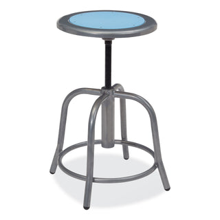 6800 Series Height Adj Metal Seat Stool, Supports 300 lb, 18"-24" Seat Ht, Blueberry Seat, Gray Base, Ships in 1-3 Bus Days