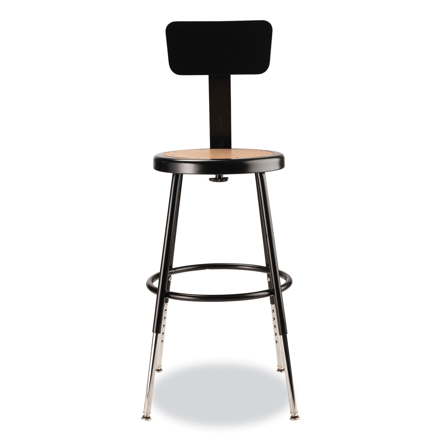 6200 Series 19"-27" Height Adj Heavy-Duty Stool w/Backrest, Supports 500 lb, Masonite Seat/Black Base, Ships in 1-3 Bus Days