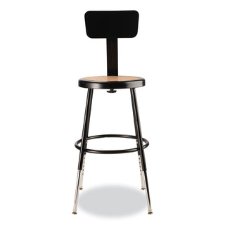 6200 Series 19"-27" Height Adj Heavy-Duty Stool w/Backrest, Supports 500 lb, Masonite Seat/Black Base, Ships in 1-3 Bus Days
