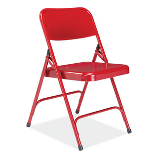 200 Series Premium All-Steel Double Hinge Folding Chair, Supports 500 lb, 17.25" Seat Height, Red, 4/CT,Ships in 1-3 Bus Days