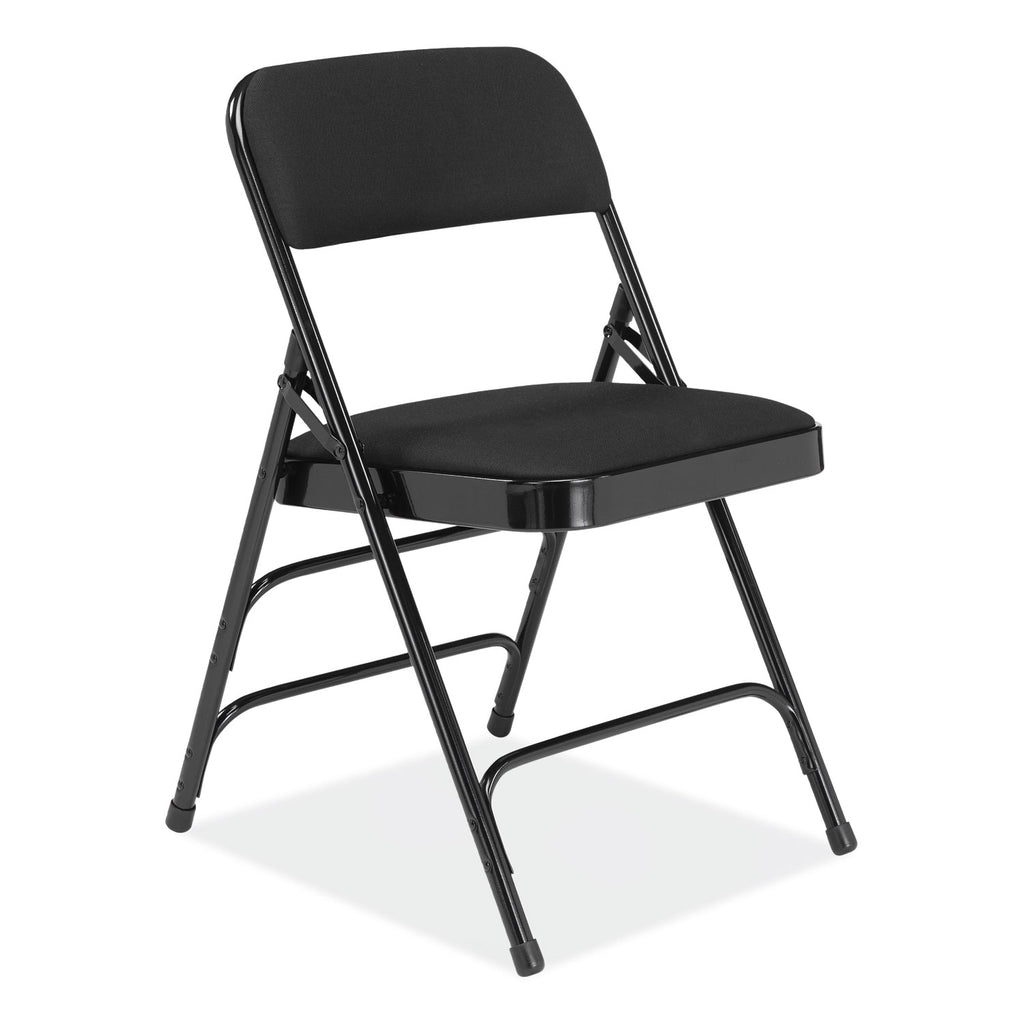 2300 Series Fabric Upholstered Triple Brace Premium Folding Chair, Supports 500lb, Midnight Black, 4/CT,Ships in 1-3 Bus Days
