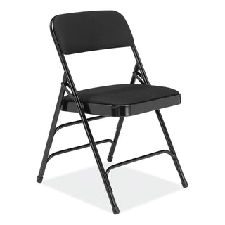 2300 Series Fabric Upholstered Triple Brace Premium Folding Chair, Supports 500lb, Midnight Black, 4/CT,Ships in 1-3 Bus Days