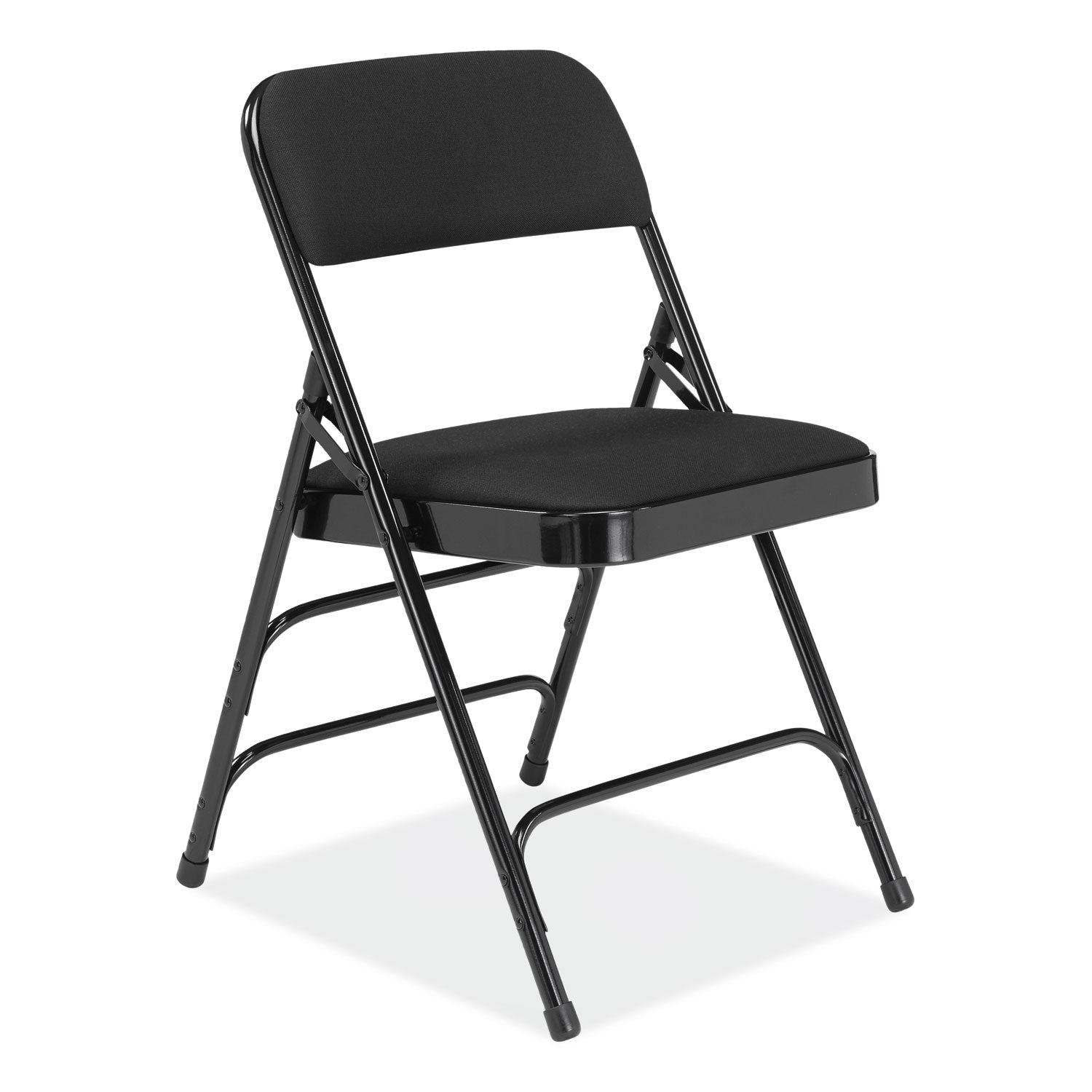 2300 Series Fabric Upholstered Triple Brace Premium Folding Chair, Supports 500lb, Midnight Black, 4/CT,Ships in 1-3 Bus Days