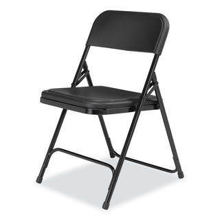 800 Series Plastic Folding Chair, Supports 500lb, 18" Seat Height, Black Seat/Back, Black Base, 4/CT, Ships in 1-3 Bus Days