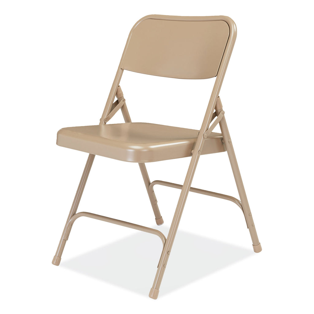 200 Series Premium All-Steel Double Hinge Folding Chair, Supports 500 lb, 17.25" Seat Ht, Beige, 4/CT, Ships in 1-3 Bus Days