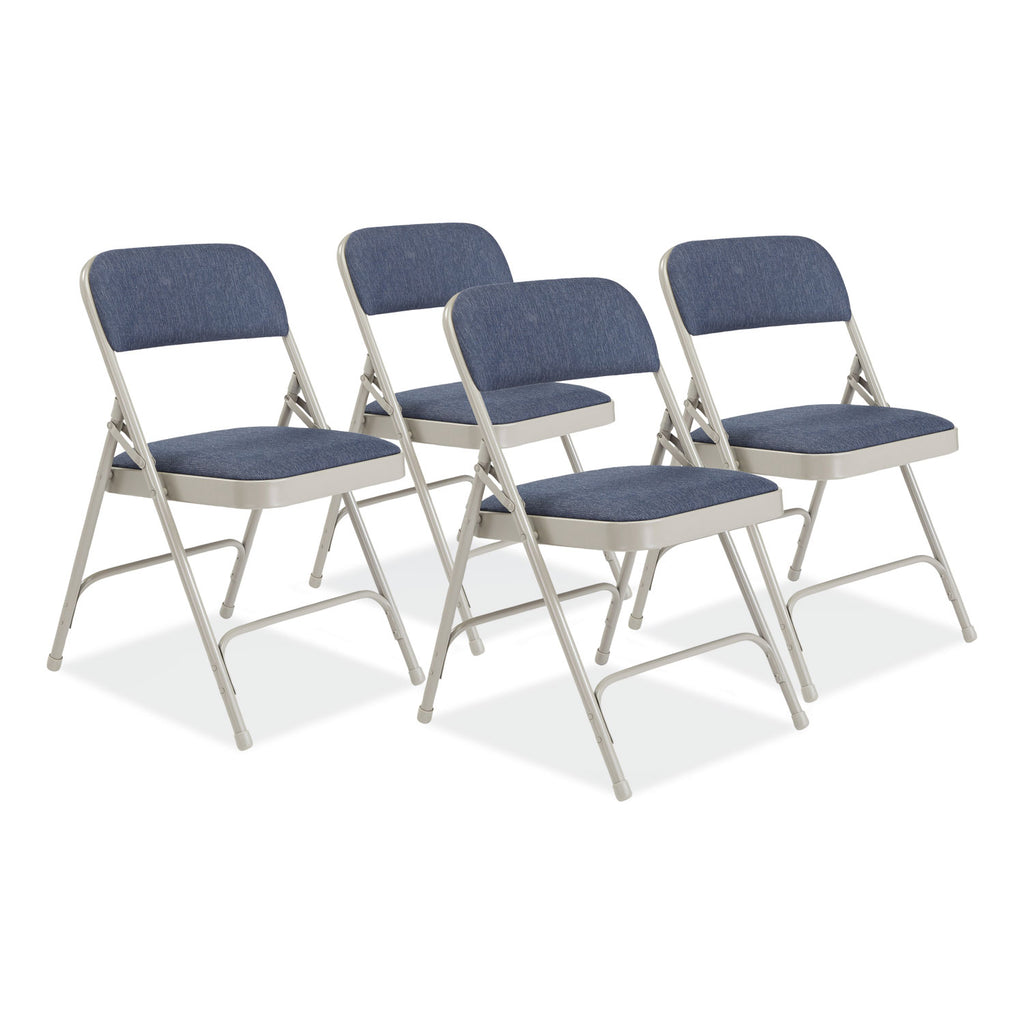 2200 Series Fabric Dual-Hinge Premium Folding Chair, Supports 500 lb, Blue Seat/Back, Gray Base, 4/CT, Ships in 1-3 Bus Days
