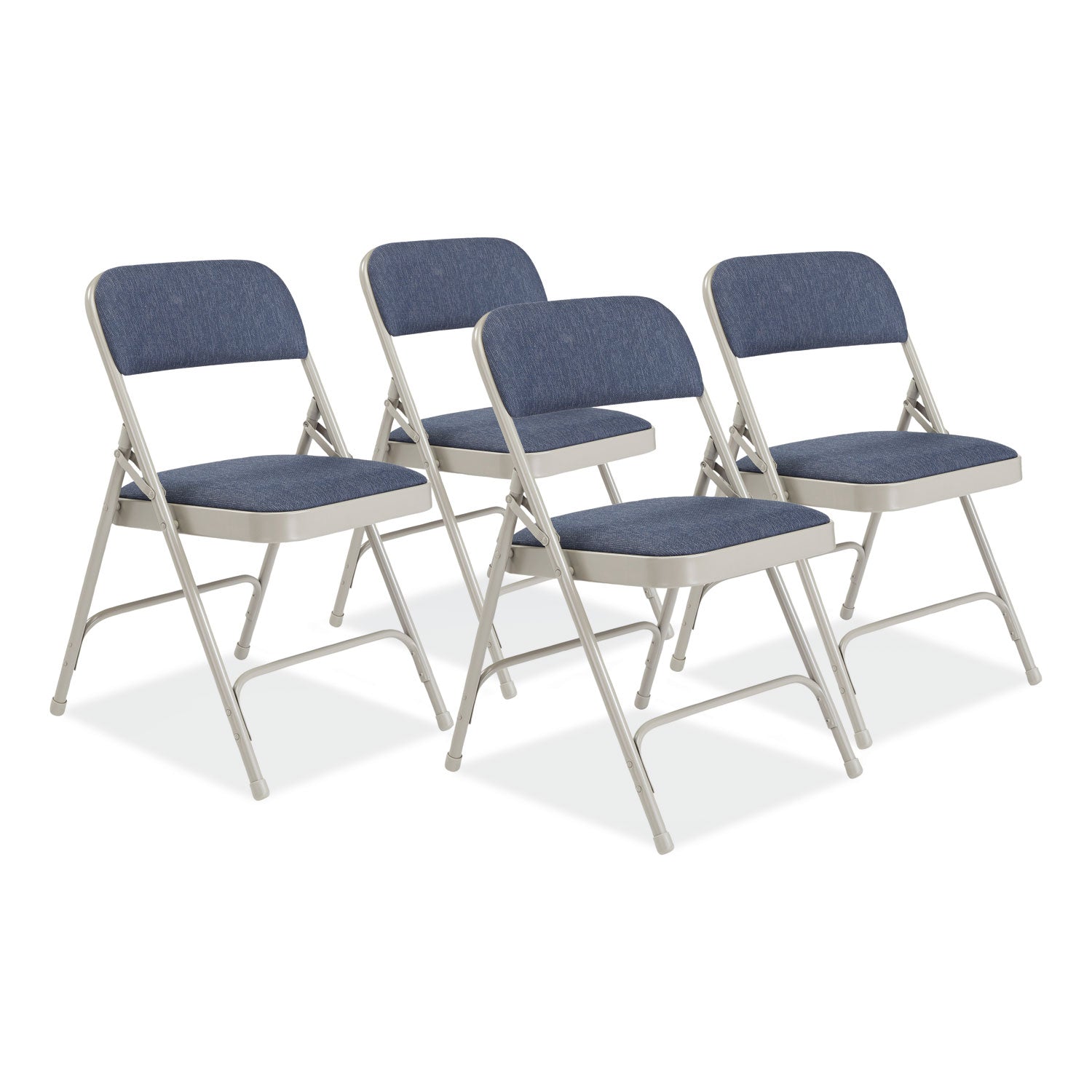 2200 Series Fabric Dual-Hinge Premium Folding Chair, Supports 500 lb, Blue Seat/Back, Gray Base, 4/CT, Ships in 1-3 Bus Days