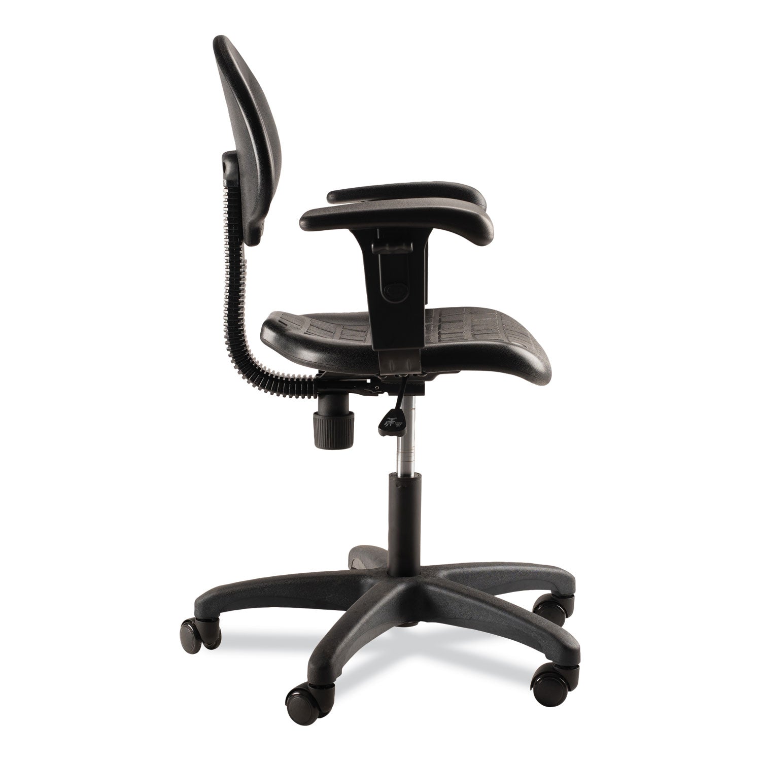 6700 Series Polyurethane Adj Height Task Chair w/Arms, Supports 300lb, 16"-21" Seat Ht, Black Seat/Base,Ships in 1-3 Bus Days