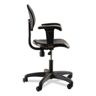 6700 Series Polyurethane Adj Height Task Chair w/Arms, Supports 300lb, 16"-21" Seat Ht, Black Seat/Base,Ships in 1-3 Bus Days