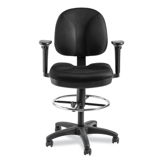 Comfort Task Stool with Arms, Supports Up to 300 lb, 25.5" to 35.5" Seat Height, Black Seat/Back/Base, Ships in 1-3 Bus Days
