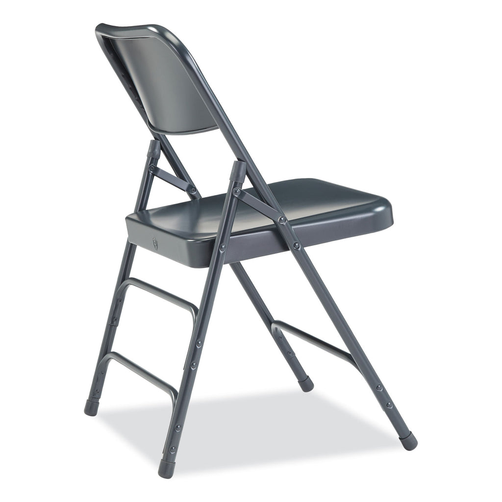 300 Series Deluxe All-Steel Triple Brace Folding Chair, Supports 480 lb, 17.25" Seat Height, Blue, 4/CT,Ships in 1-3 Bus Days