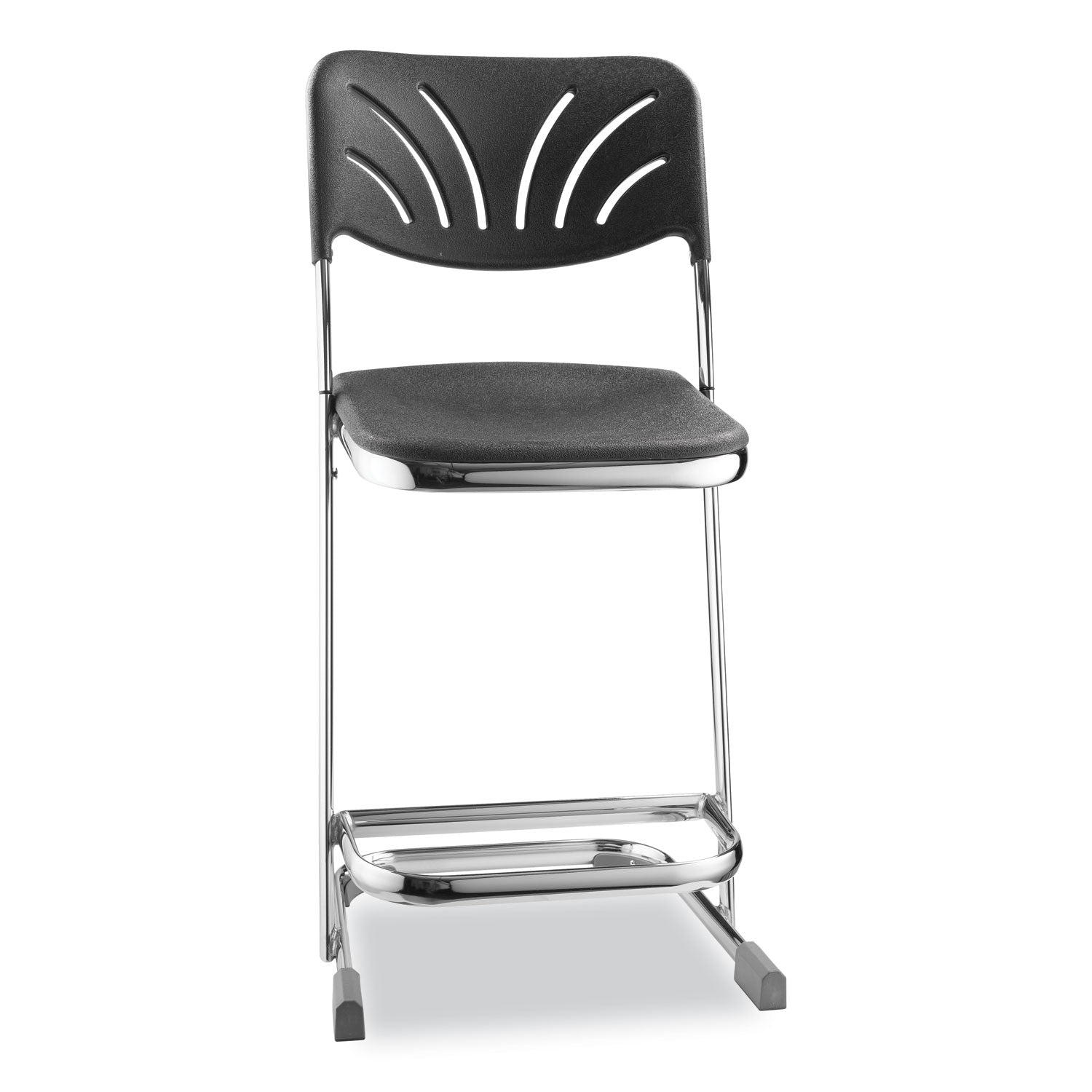 6600 Series Elephant Z-Stool With Backrest, Supports 500 lb, 22" Seat Ht, Black Seat/Back, Chrome Frame,Ships in 1-3 Bus Days