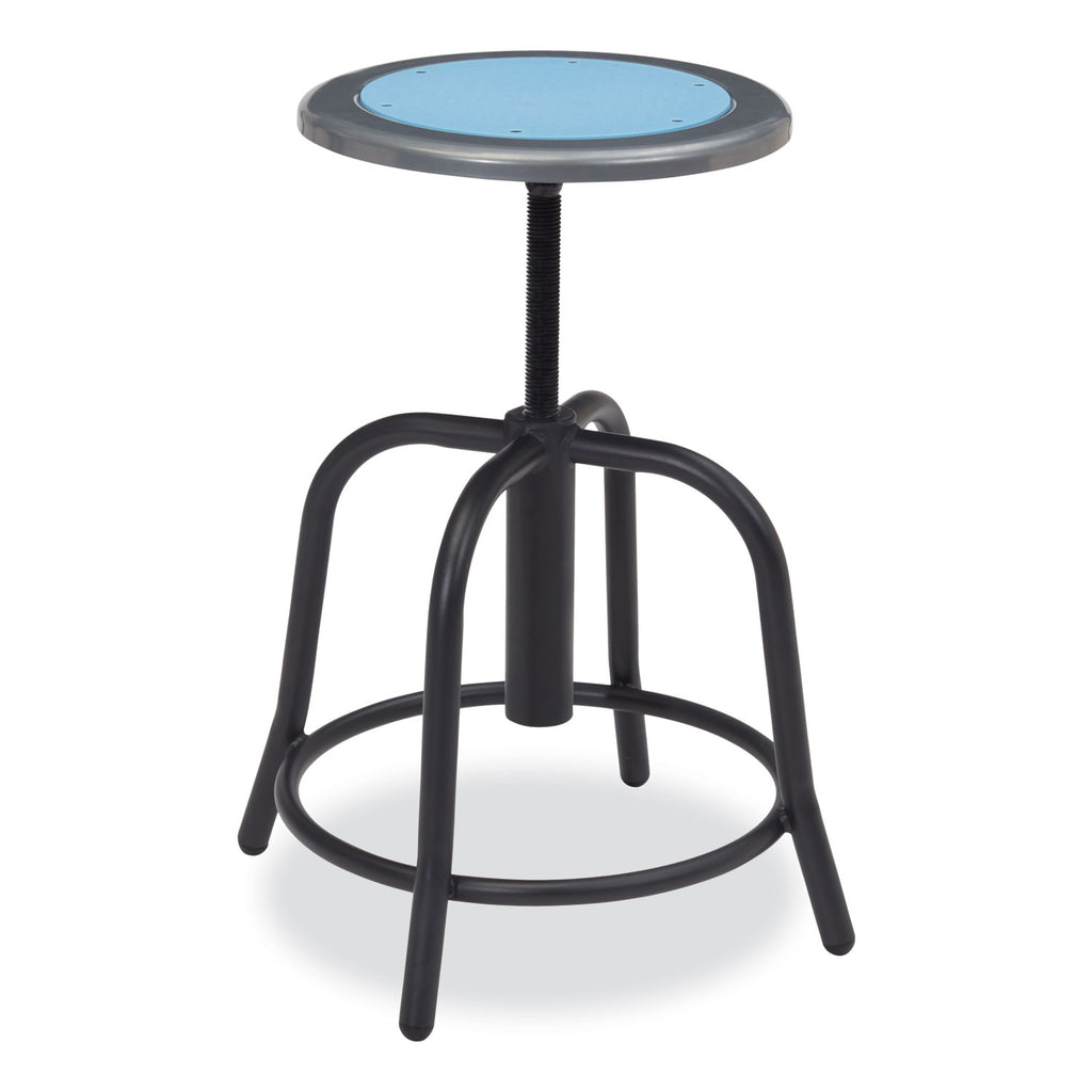 6800 Series Height Adj Metal Seat Stool, Supports 300 lb, 18" to 24" Seat Ht, Blueberry Seat/Black Base,Ships in 1-3 Bus Days