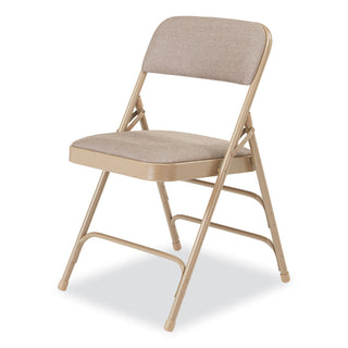 2300 Series Fabric Triple Brace Double Hinge Premium Folding Chair, Supports 500 lb, Cafe Beige, 4/CT, Ships in 1-3 Bus Days