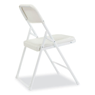 800 Series Plastic Folding Chair, Supports 500 lb, 18" Seat Ht, Bright White Seat, White Base, 4/CT, Ships in 1-3 Bus Days
