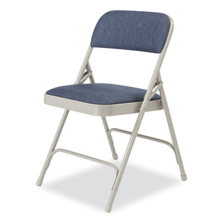 2200 Series Fabric Dual-Hinge Premium Folding Chair, Supports 500 lb, Blue Seat/Back, Gray Base, 4/CT, Ships in 1-3 Bus Days