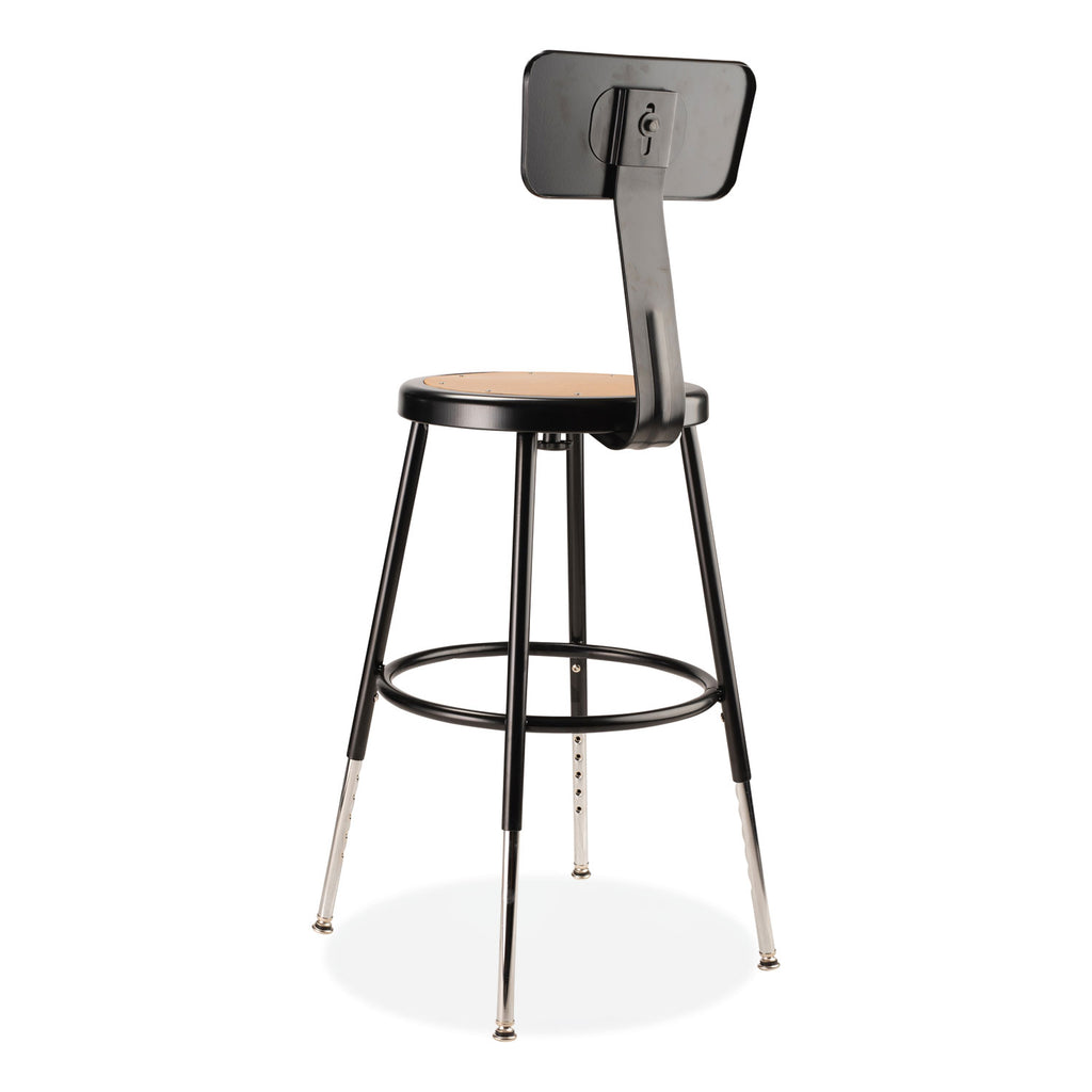 6200 Series 19"-27" Height Adj Heavy-Duty Stool w/Backrest, Supports 500 lb, Masonite Seat/Black Base, Ships in 1-3 Bus Days