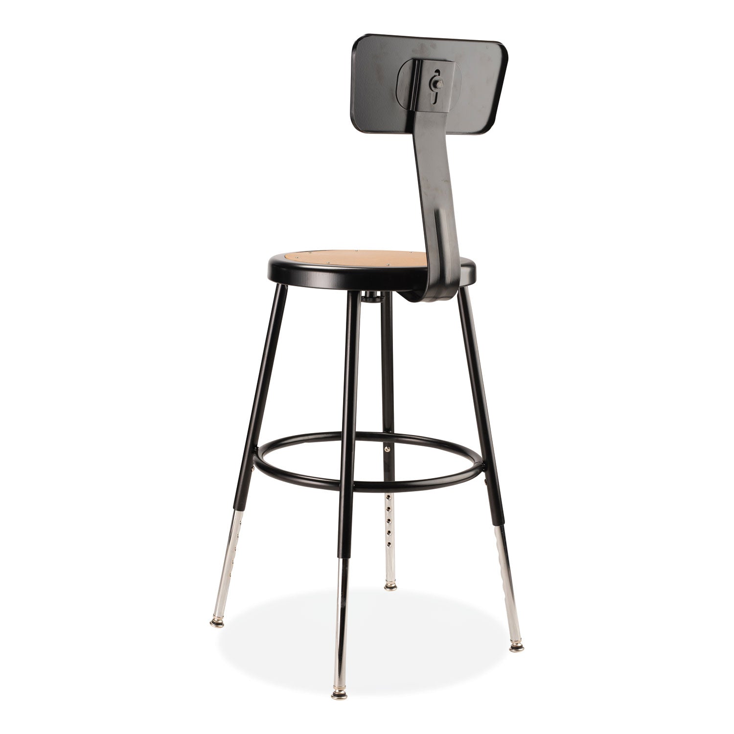 6200 Series 19"-27" Height Adj Heavy-Duty Stool w/Backrest, Supports 500 lb, Masonite Seat/Black Base, Ships in 1-3 Bus Days