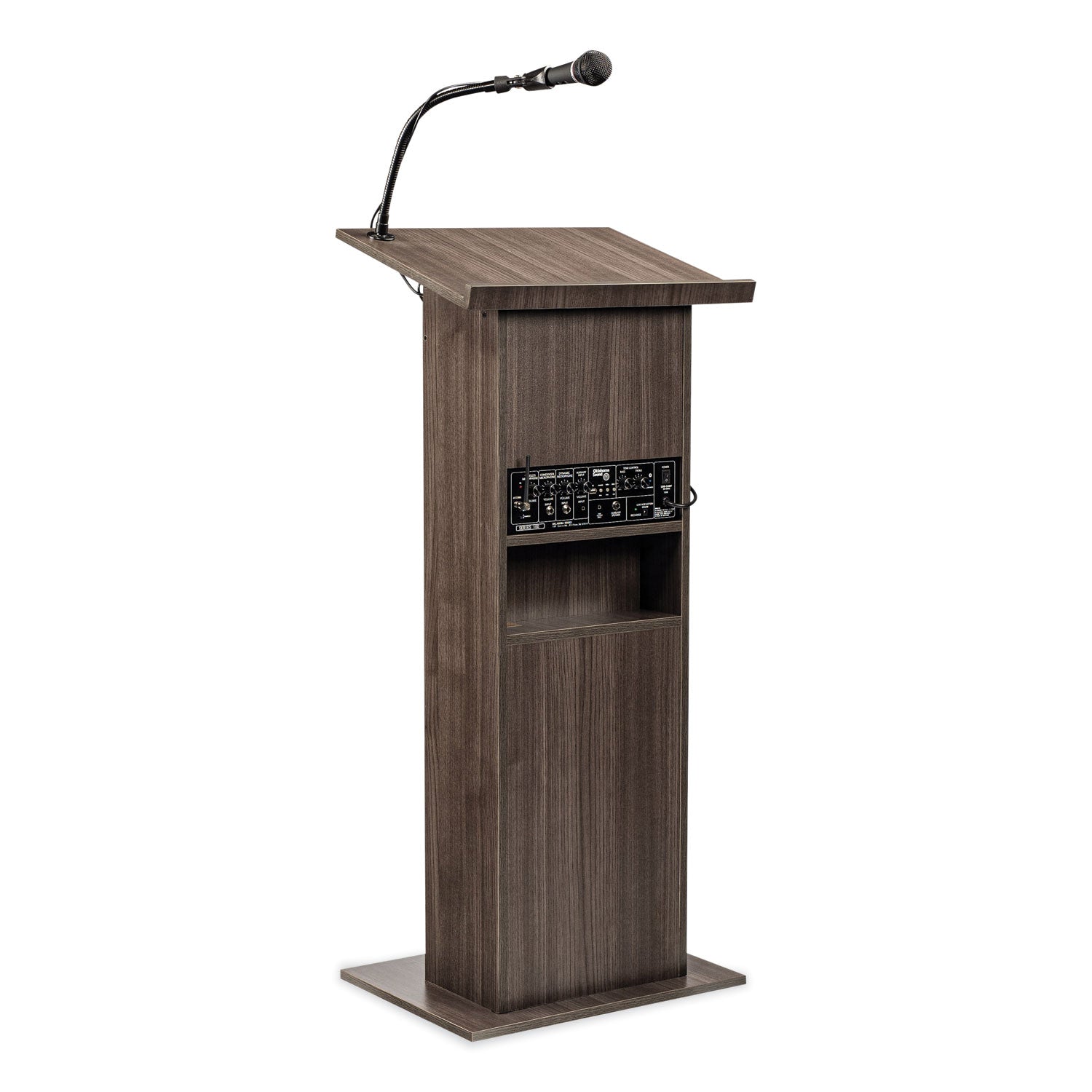 Power Plus Lectern, 22 x 17 x 46, Ribbonwood, Ships in 1-3 Business Days
